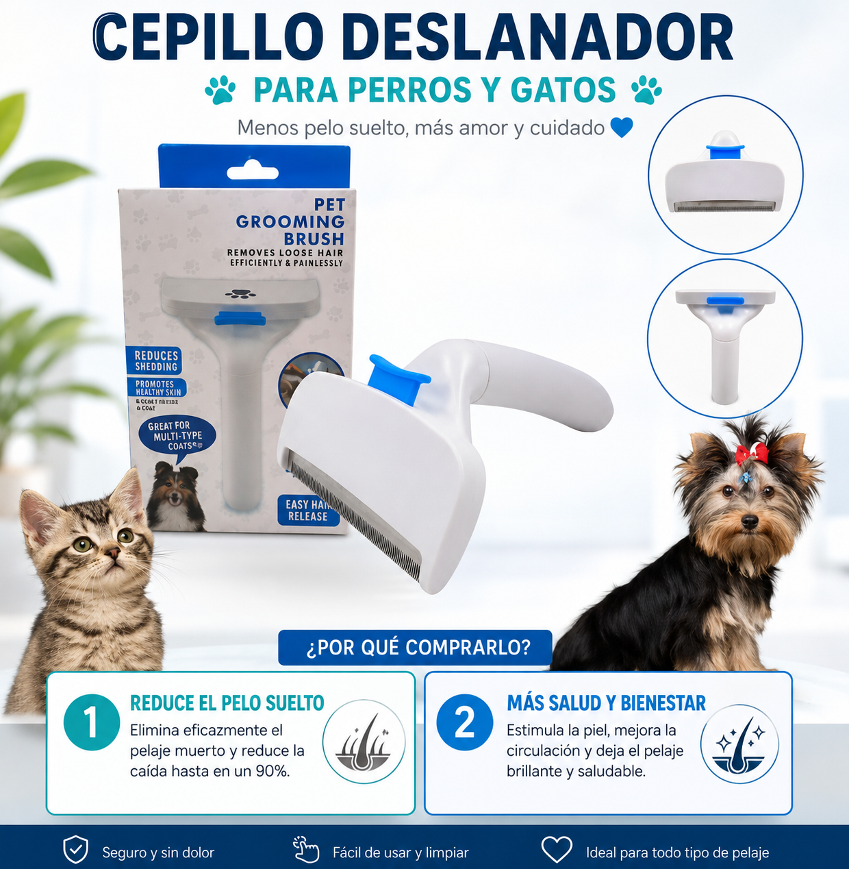 Saca Pelo Quita Deslanador Perro Gato